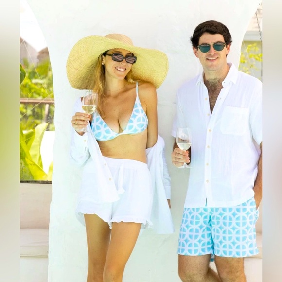 NEW! Kenny Flowers The Maldives Sporty Triangle Bikini Top Blue SZ S, M - Picture 3 of 16